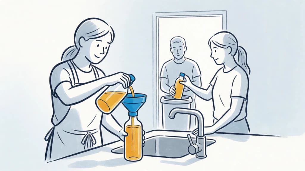 Ilustración de Aceite de cocina usado a recogida selectiva