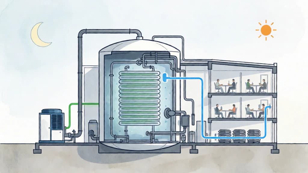 Ilustración de Almacenamiento térmico y de hielo