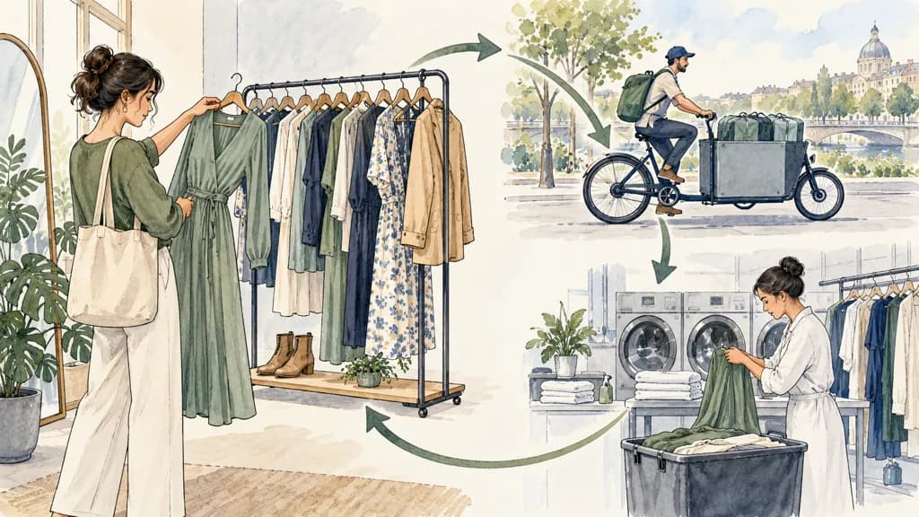 Illustration of Alquiler textil con balance verificado