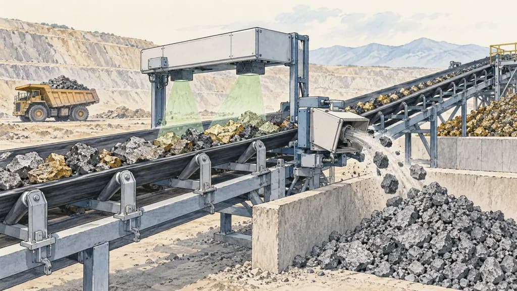 Illustration of Clasificación previa de mineral