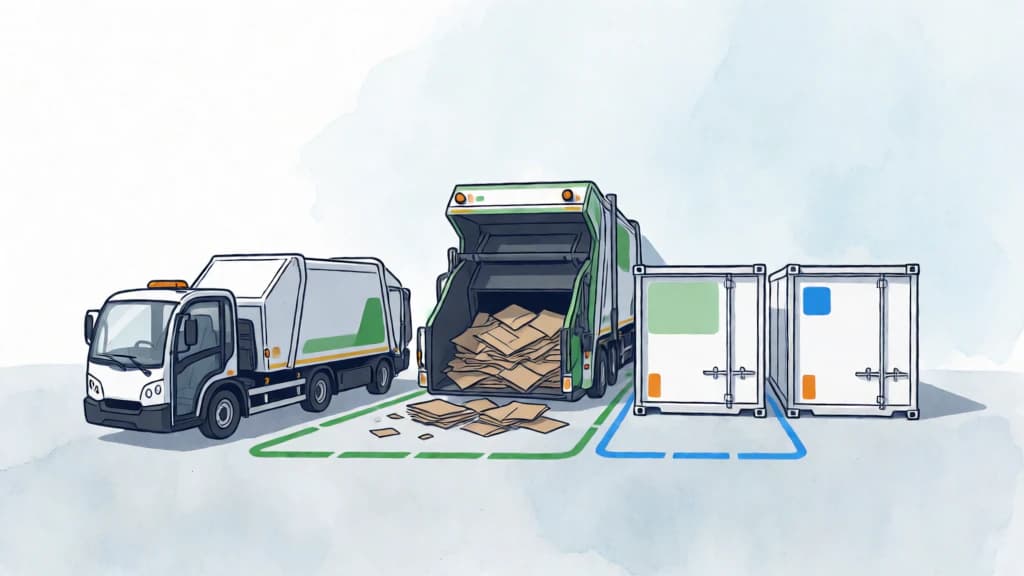 Ilustración de Compactación y logística eficiente de residuos