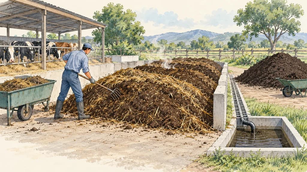 Ilustración de Compostaje de estiércol