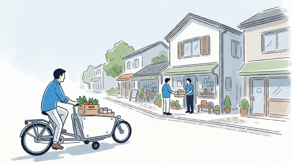 Ilustración de Compra de proximidad de bienes y servicios