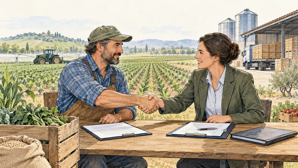 Illustration of Contratos agrarios justos y estables