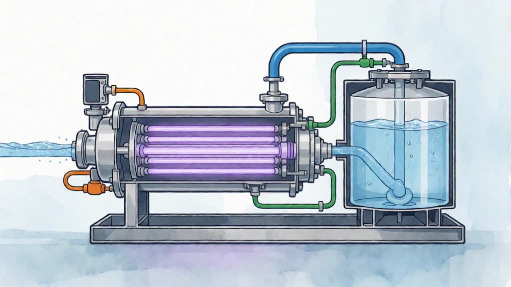 Ilustración de Desinfección de agua con UV u ozono