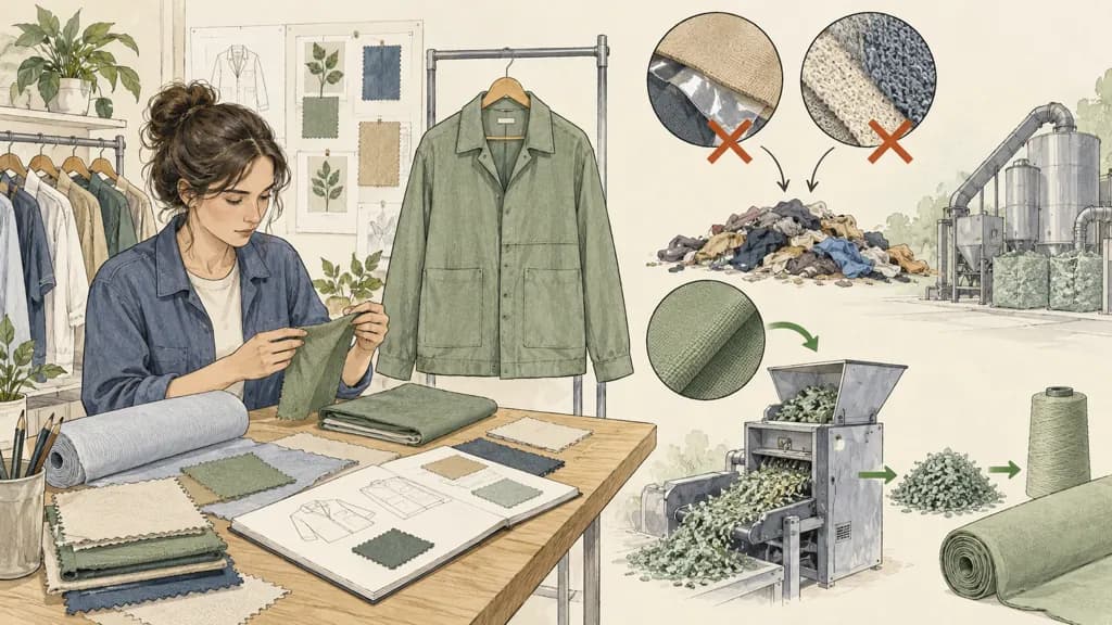 Ilustración de Diseño textil para reciclabilidad