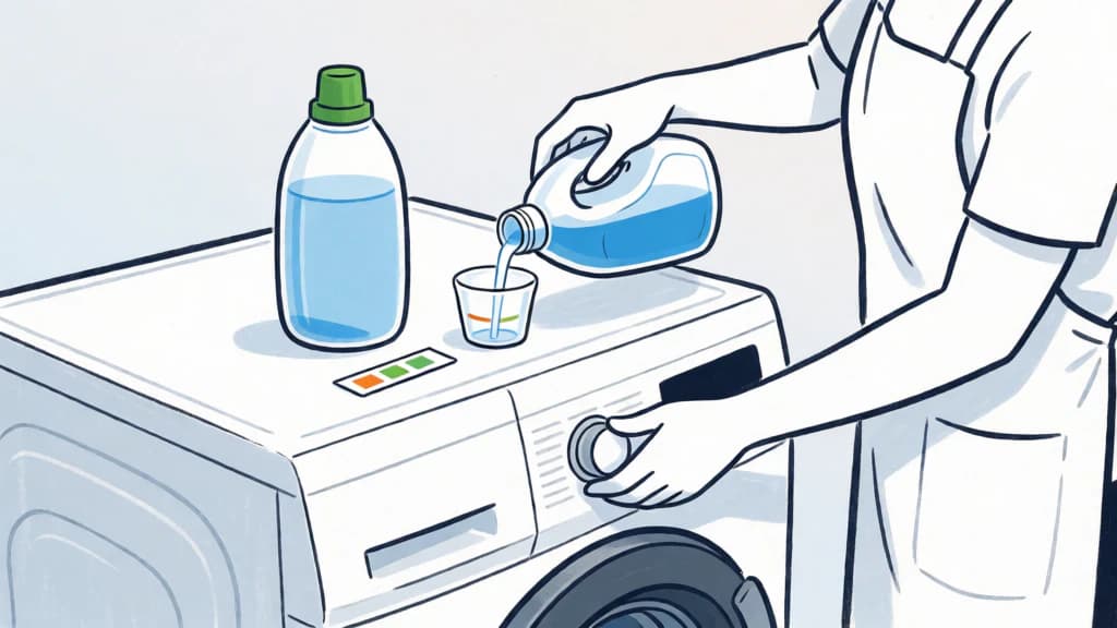 Ilustración de Dosificación correcta de detergentes