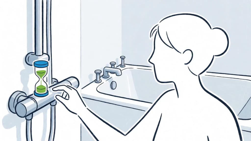Ilustración de Ducha breve en lugar de baño
