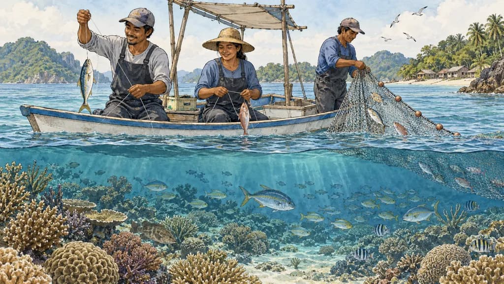 Illustration of Eliminación de pesca explosiva y con venenos