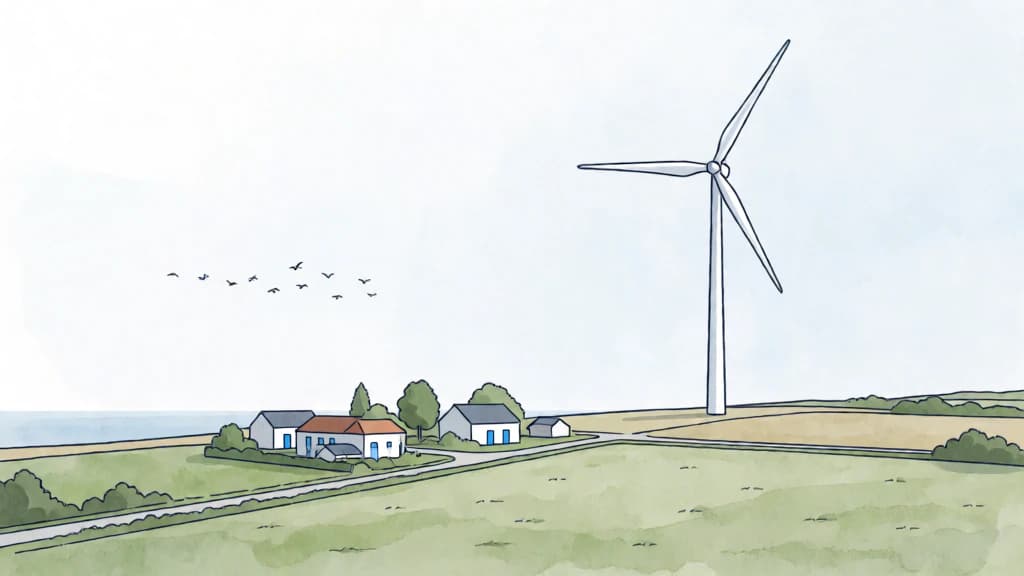 Ilustración de Energía eólica a escala adecuada