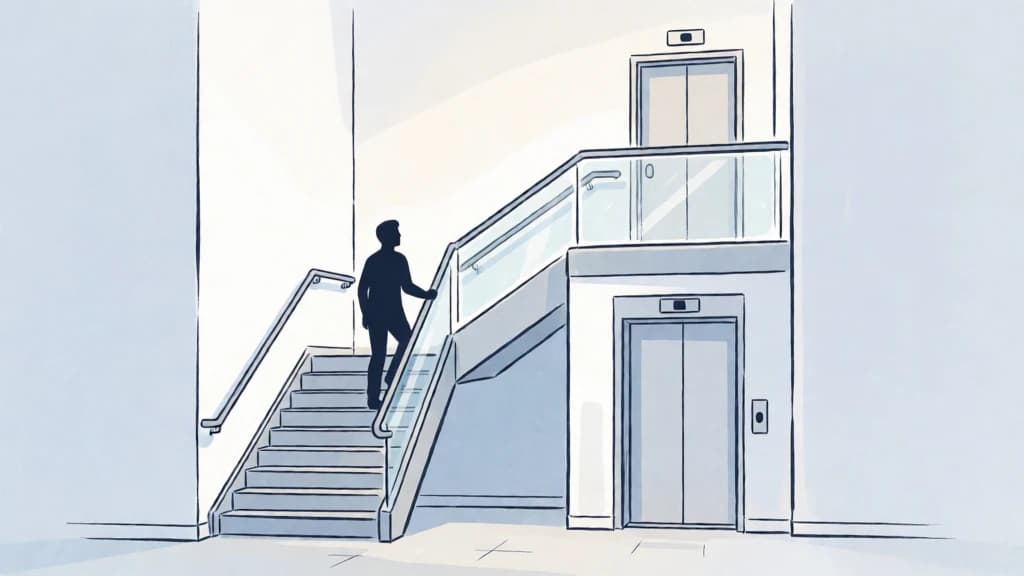Ilustración de Escaleras en lugar de ascensor