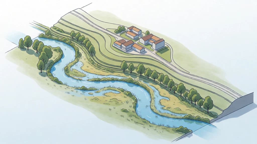 Ilustración de Evitar zonas con riesgo de inundación