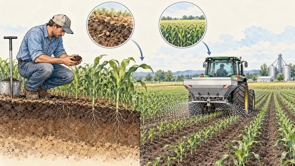 Ilustración de Fertilización según necesidad del cultivo