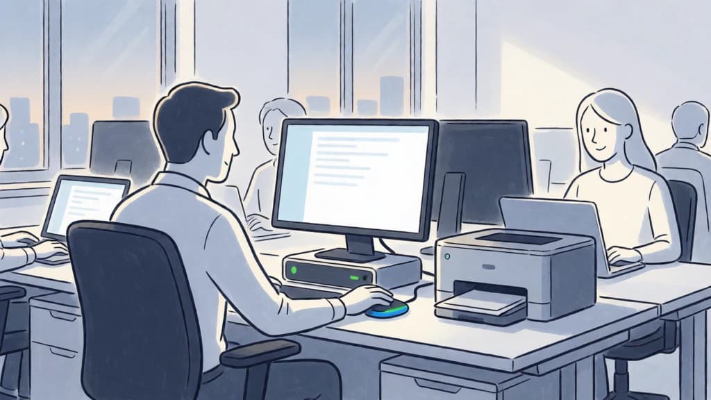 Ilustración de Gestión de energía en equipos informáticos