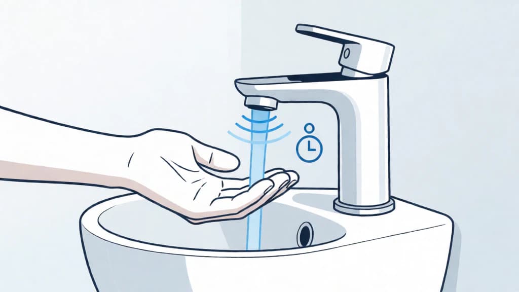 Ilustración de Grifería con sensor y temporizador