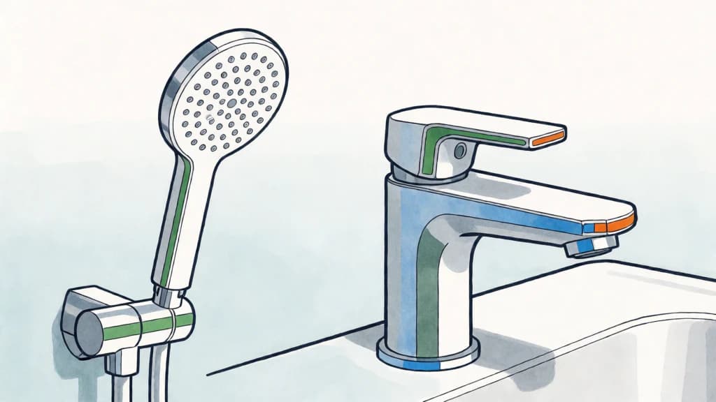 Ilustración de Grifos y duchas de bajo caudal