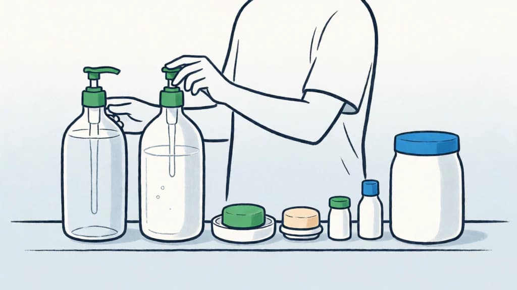 Ilustración de Higiene y cosmética con menos envases