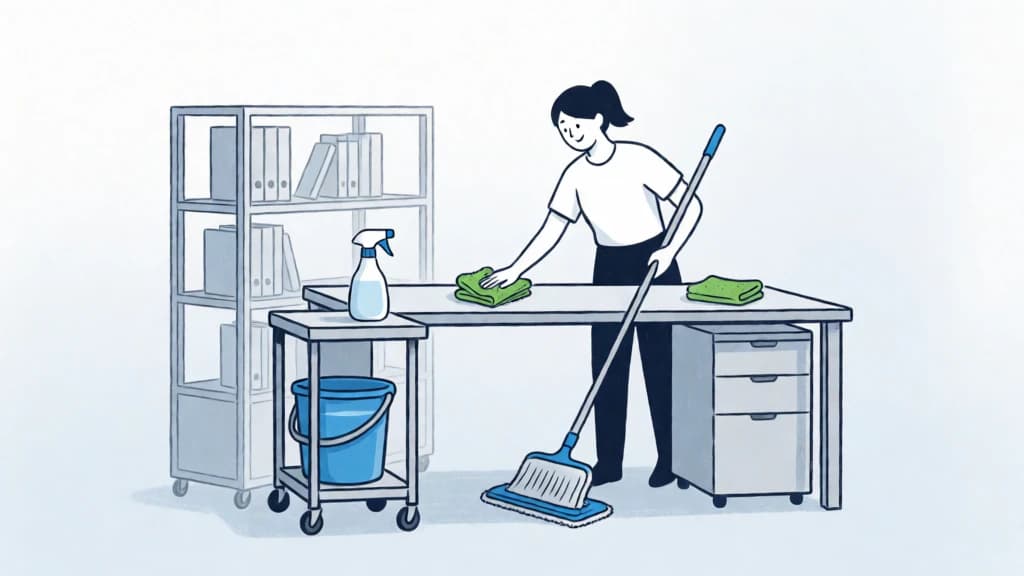 Ilustración de Limpieza en seco y con microfibra