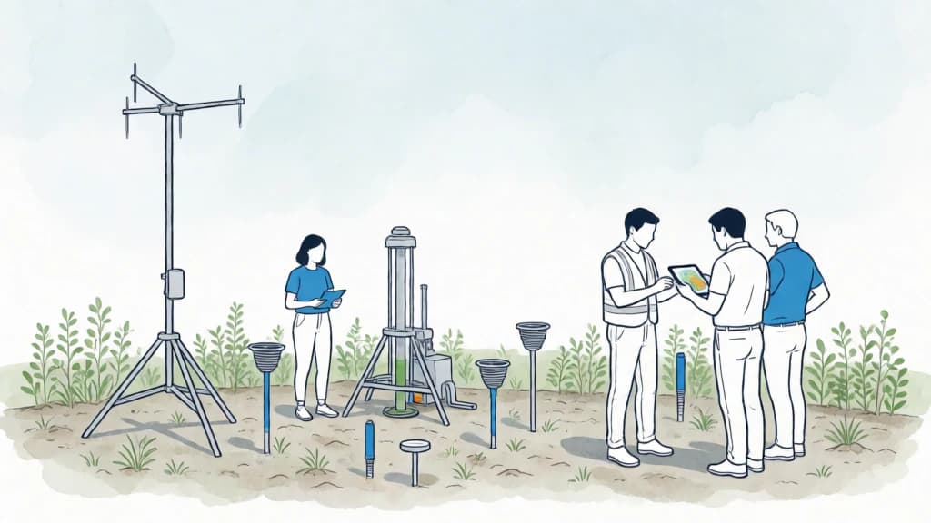 Ilustración de Medición de microclima, geología y suelo