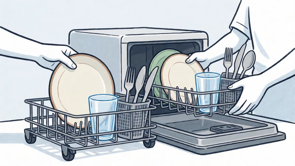 Ilustración de Menaje reutilizable en lugar de desechable