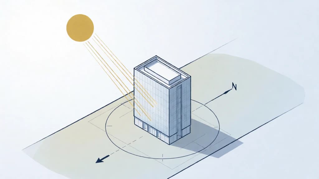 Ilustración de Orientación solar del edificio