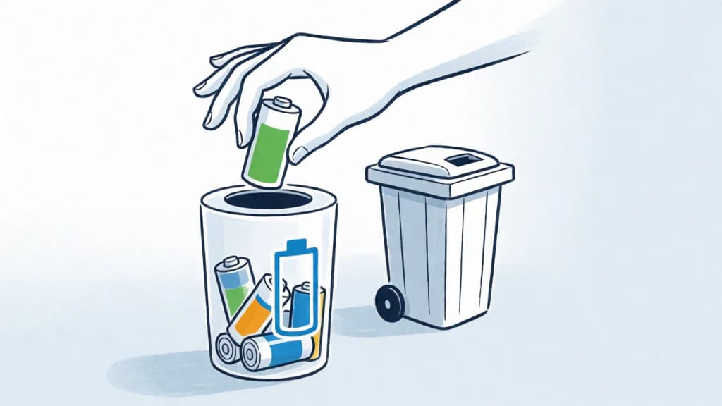 Ilustración de Pilas y baterías al punto de recogida