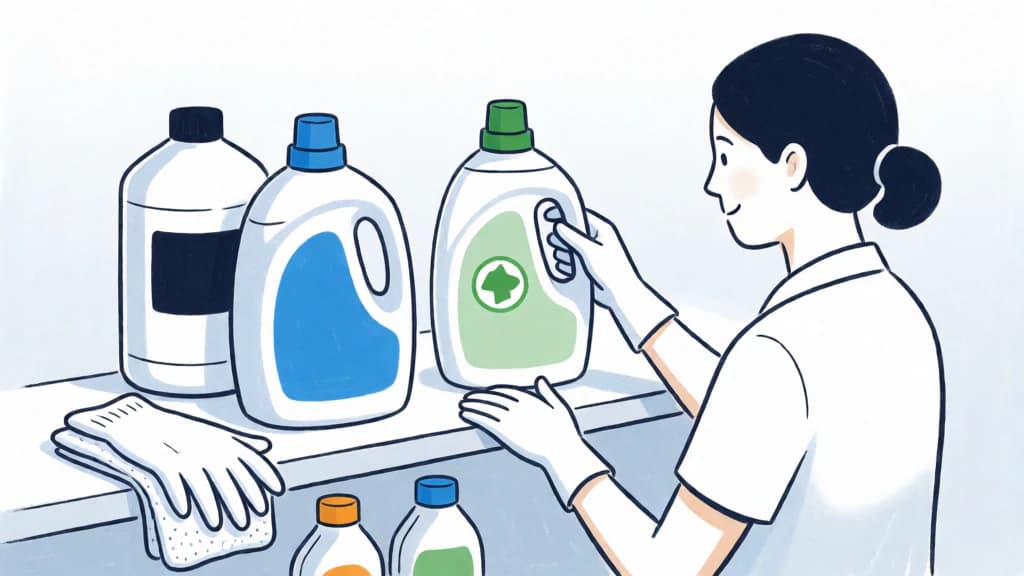 Ilustración de Productos de limpieza con ecoetiqueta