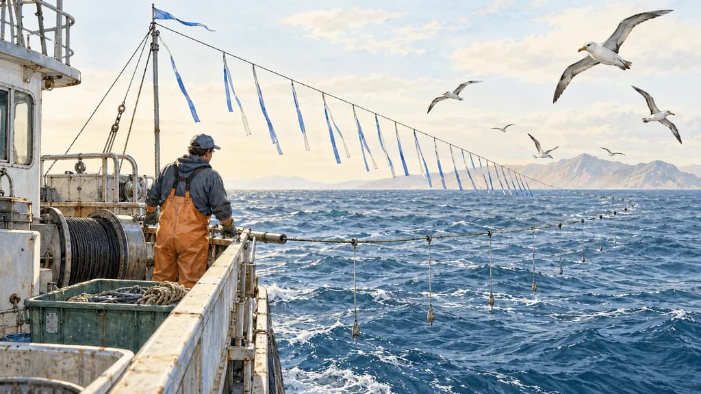 Honen printzipioa Protección de aves en palangre