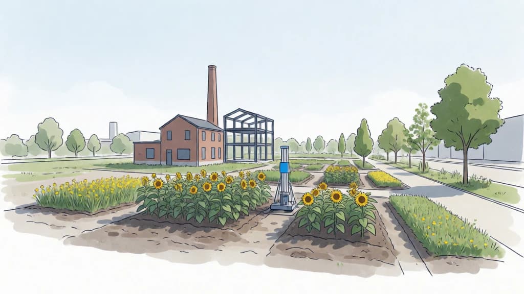 Ilustración de Regeneración de suelos industriales