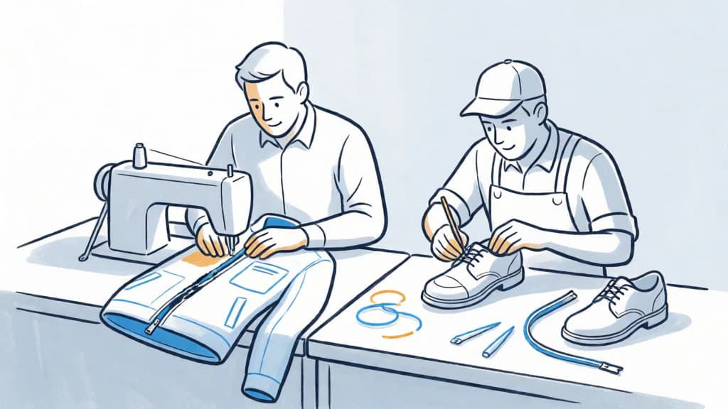 Ilustración de Reparación de ropa y calzado