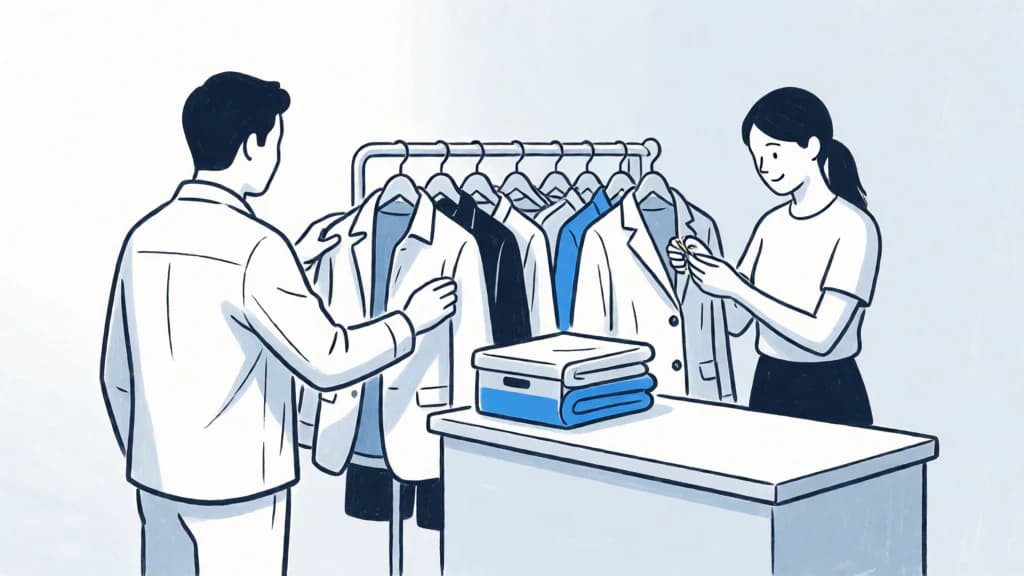 Ilustración de Ropa de segunda mano y vida útil textil