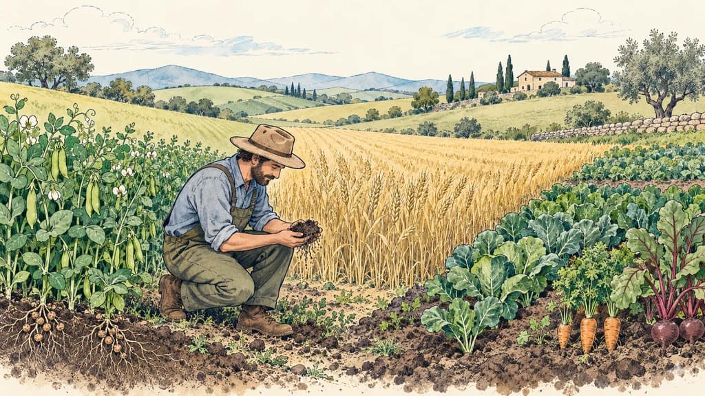 Ilustración de Rotación de cultivos