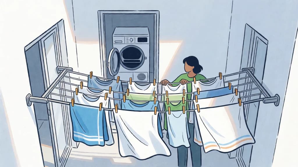 Ilustración de Secado al aire de la ropa
