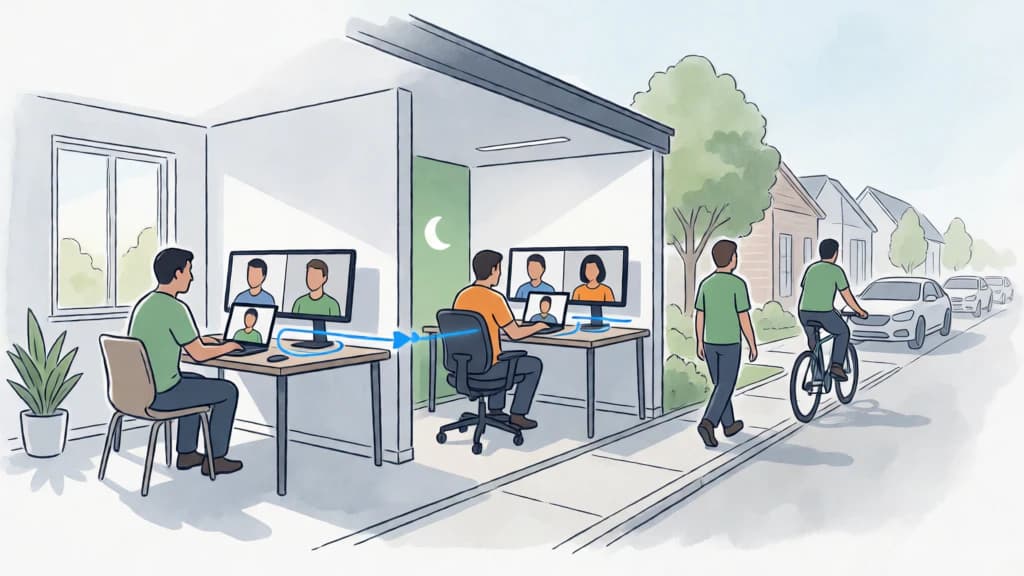 Ilustración de Teletrabajo y acceso digital responsable