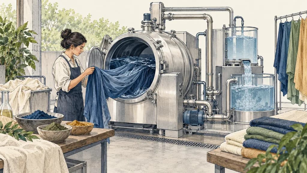 Illustration of Tintura textil de bajo consumo