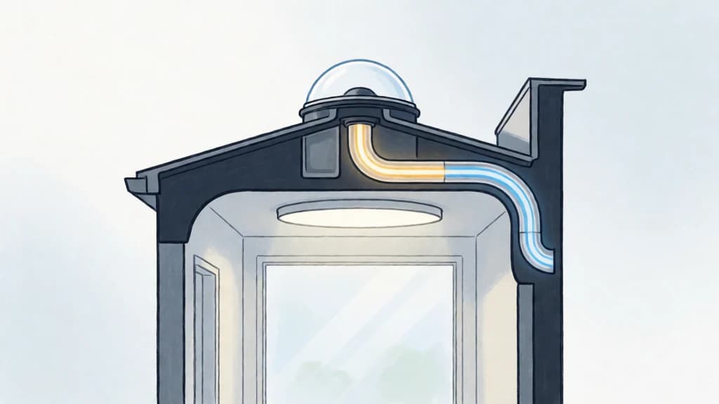 Ilustración de Transporte y redirección de luz natural