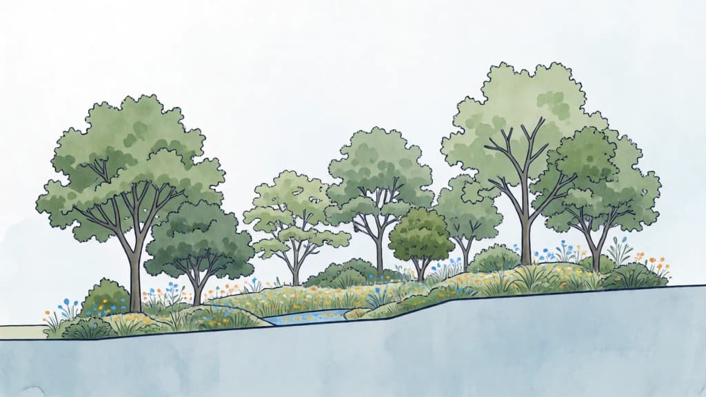 Ilustración de Vegetación autóctona y diversa