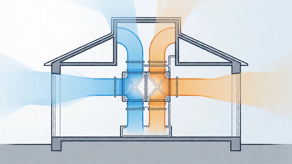 Ilustración de Ventilación con recuperación de calor o energía