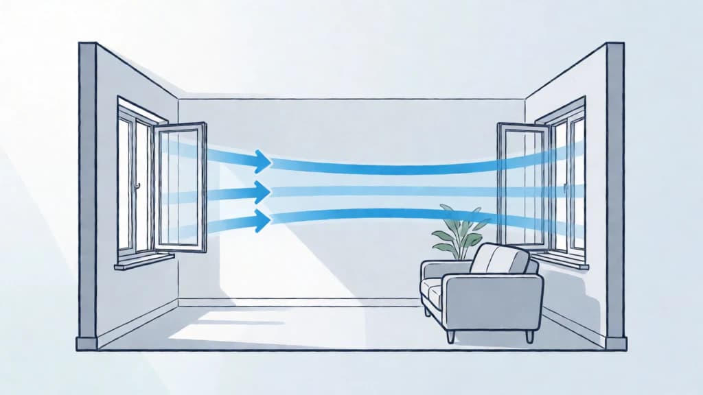 Ilustración de Ventilación cruzada natural