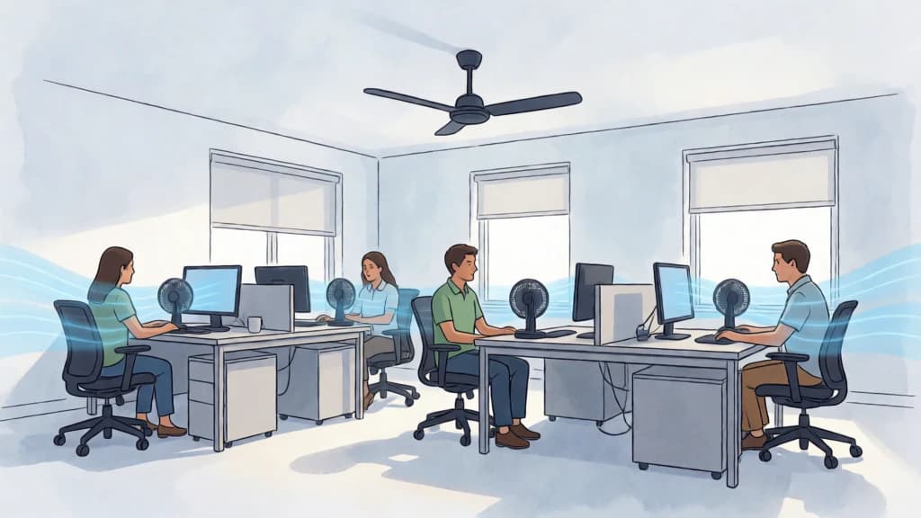 Ilustración de Ventiladores para confort personal