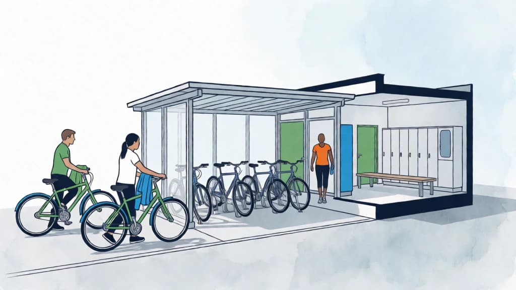 Ilustración de Vestuarios y servicios para movilidad activa