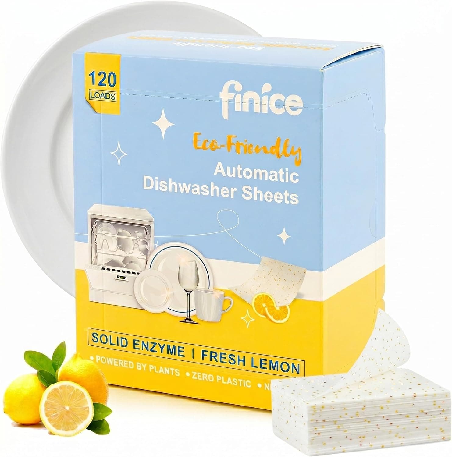 Láminas de detergente para lavavajillas Finice Premium — Limón fresco (FNC924)