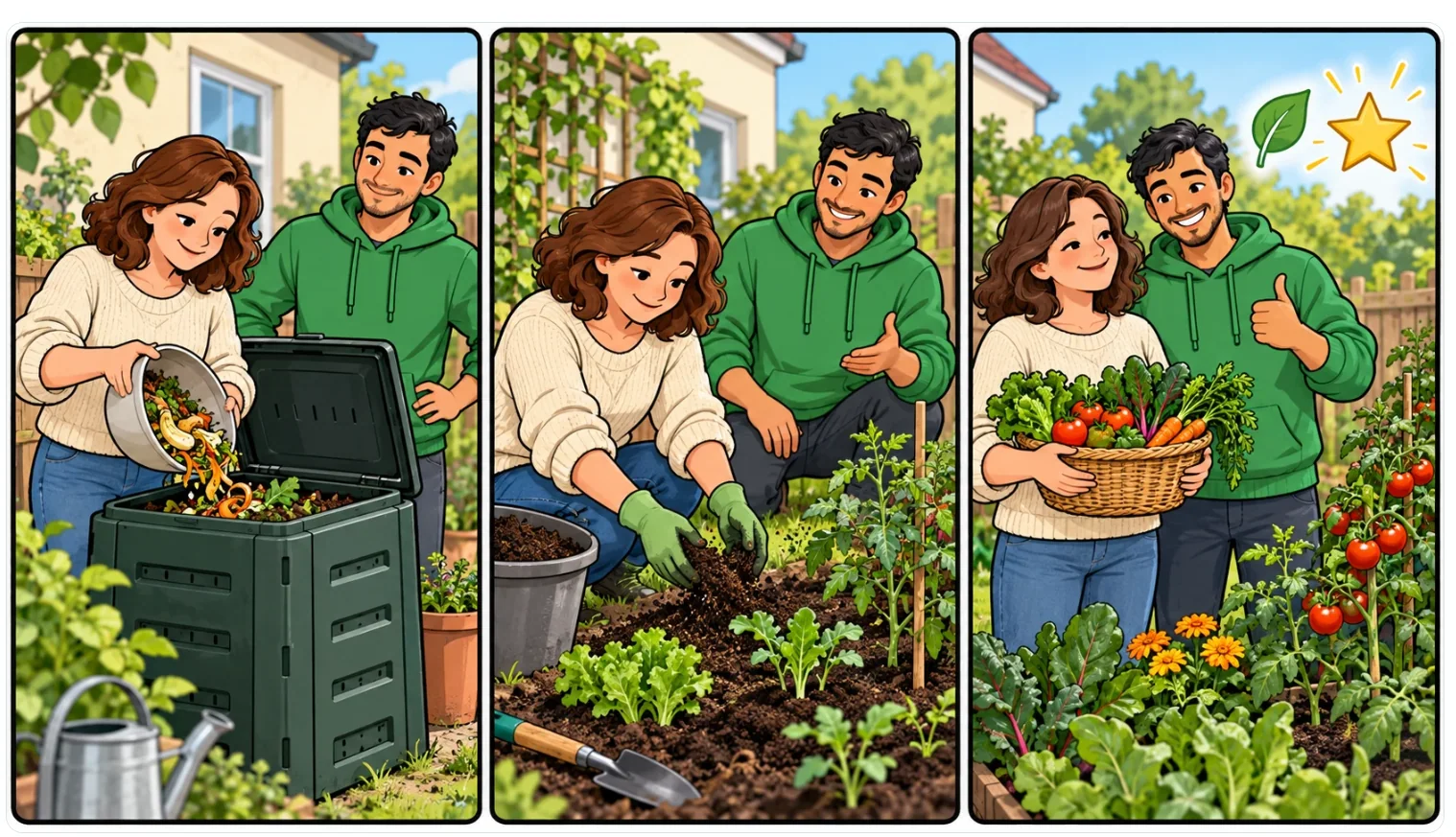 Historia ilustrada en tres viñetas sobre «Reconocer lo positivo»