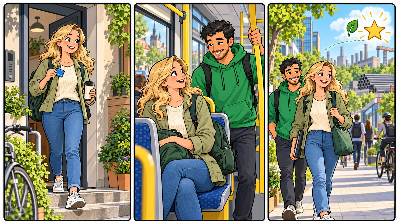 Historia ilustrada en tres viñetas sobre «Vivir con menos también cuenta»